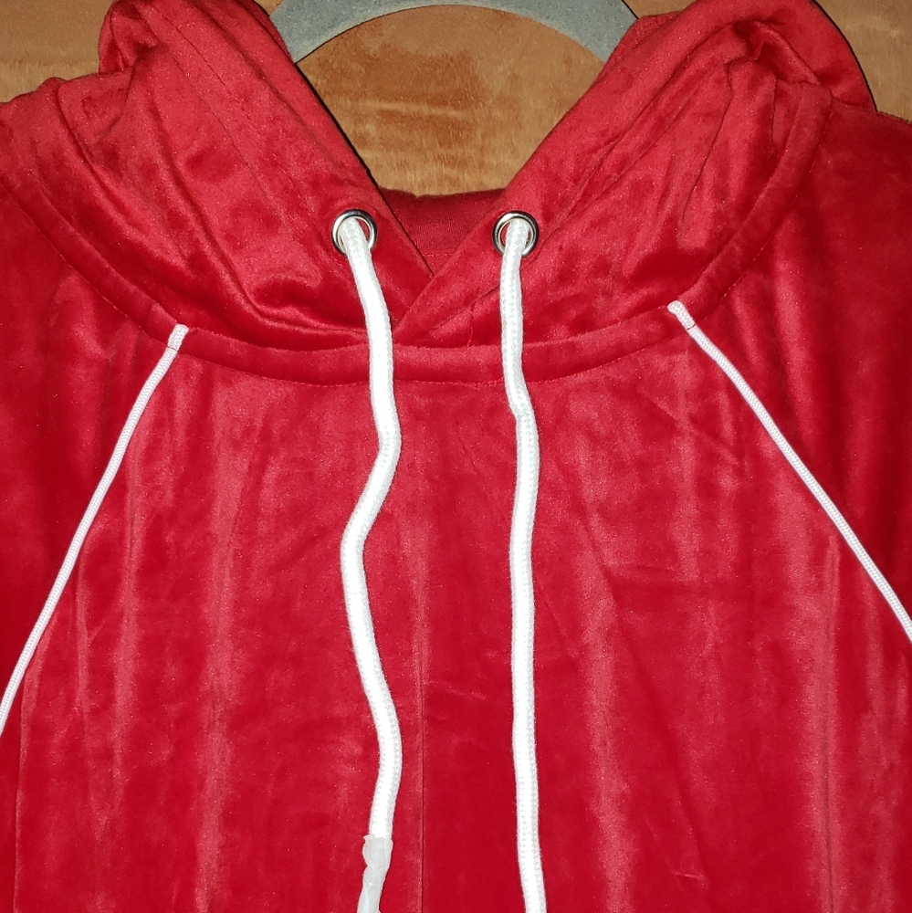 ASHLEY STEWART NEW 18/20 RED VELOUR HOODIE DRESS
